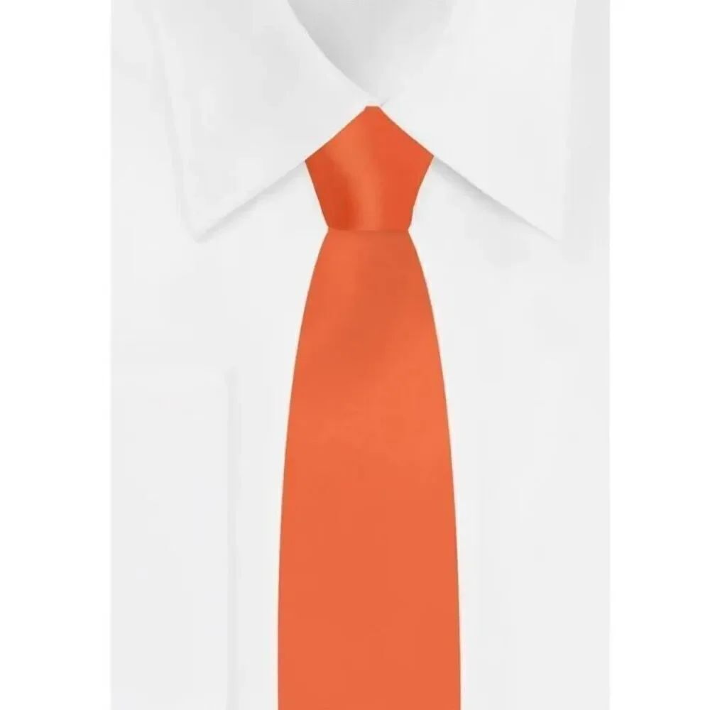 Brand New Youth Boys 14” Sateene Orange Zipper Neck Dressy Tie
